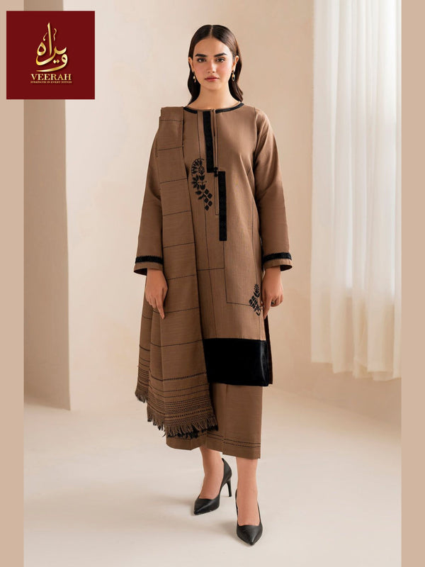 Elegant Brown Embroidered Suit