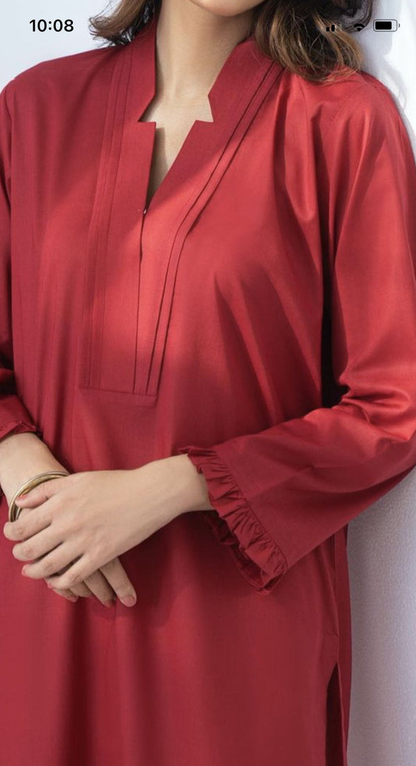 Crimson Grace – Minimalist Kurta By Veerah