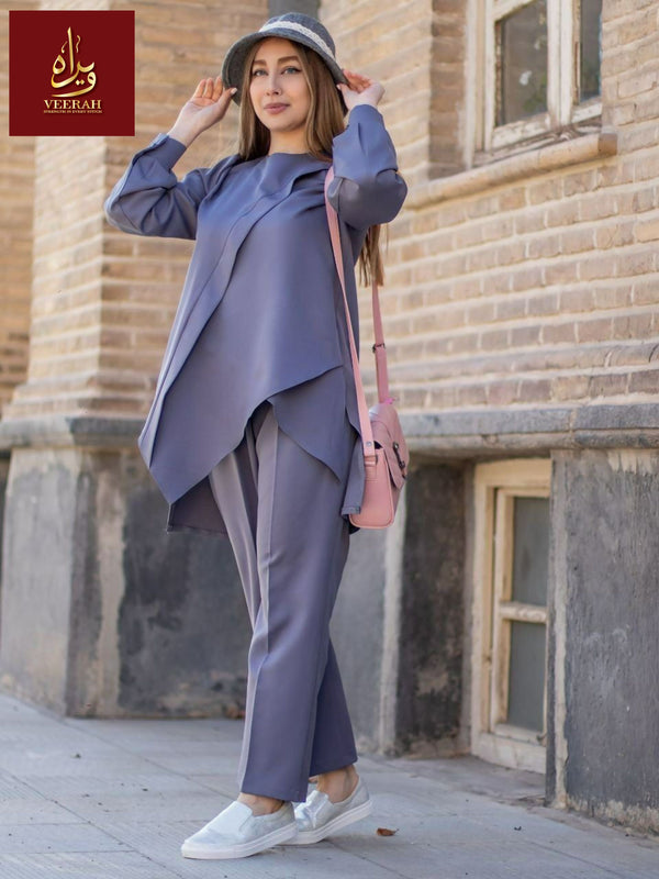 Elegant Asymmetry – The Noor Lavender Set by VEERAH