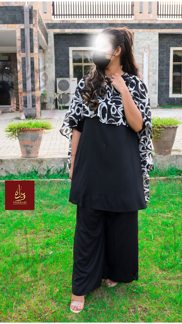 Noir Drape-Casual Flapper Kaftan