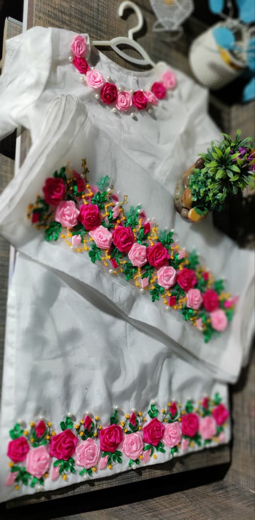 3D Korean Silk & Net Farshi Shalwar Qameez